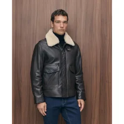 Cazadora de hombre estilo aviador en napa