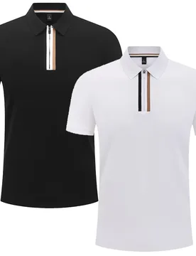 Men's Brand POLO High-quality Solid Color Half Zipper Slim Fit Top Casual Outdoor Sports Youth Short Sleeved Shirt - Aliexpress - FashionsVida