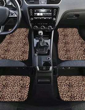 Juego de 2 piezas/4 piezas de cojín de asiento de coche con estampado de leopardo, alfombrillas de asiento delantero y trasero con patrón de leopard - Shein - FashionsVida