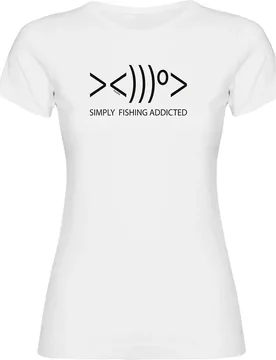 Simply Fishing Addicted Short Sleeve T-shirt White S Women - Kruskis - FashionsVida