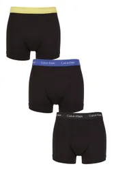 Mens 3 Pack Calvin Klein Cotton Stretch Trunks Black / Green Bloom XS - Black - Size: Extra Small