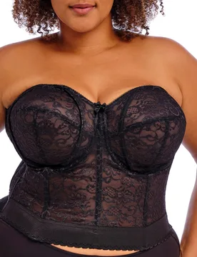 Womens Lace Bridal Bustier - Black Polyamide - Size 50e - Goddess - FashionsVida