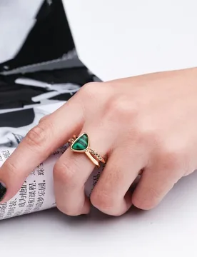 Trendy Imitation Malachite Ring For Women's Brass 18K Plated Gold Fashion High Street Jewelry Anillos Mujer Wholesale - Aliexpress - FashionsVida