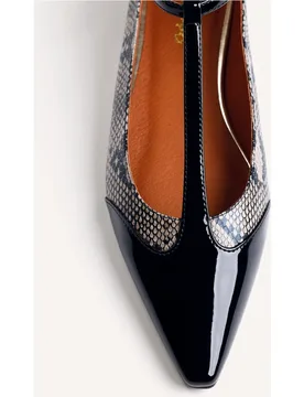 Bailarina de mujer de piel con piezas achaloradas - Gioseppo - FashionsVida