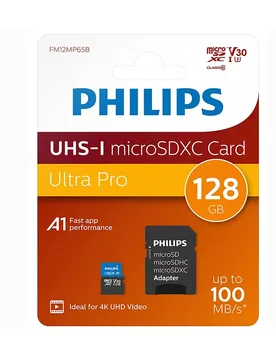 Carte Mémoire Avec Adaptateur Micro Sdxc 128gb Class 10 Uhs-i U3 Black One Size unisex - Philips - FashionsVida