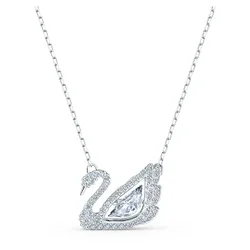 Collana Swan, Cigno danzante, Bianca, Placcato rodio OS