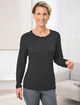 Jersey Shirt Schmucksteine - Schwarz - female - Size: 42 - Avena - FashionsVida