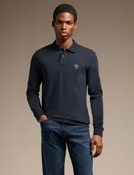 Passerby Cotton Rich Long Sleeve Polo Shirt Navy male