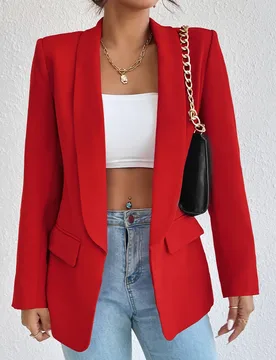 Blazer unicolor de cuello esmoquin XS - Shein - FashionsVida