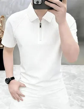 Summer New Style Men's Collarless Short-Sleeved Polo Shirt Fashion Casual Half-Sleeve T-shirt - Aliexpress - FashionsVida