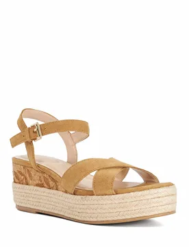 Womens Ladies Kalmias - Raffia Flatform Wedge - Tan Leather - Size Uk 6 - Dune london - FashionsVida