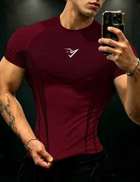 Camiseta deportiva casual de uso diario versátil con bloques de color y ajuste ceñido para hombres, gimnasio L - Shein - FashionsVida