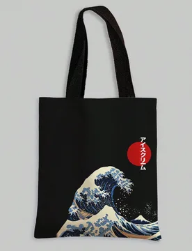 Bolso Bandolera De Lona Con Patrón De Olas Y Sol Rojo Impreso A Doble Cara Unitalla - Shein - FashionsVida
