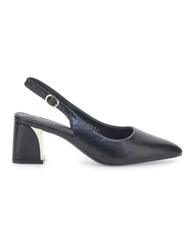 Décolleté Slingback Nere con Tacco con Dettaglio Effetto Cromato DQ50233 38 - MON DIEU - FashionsVida