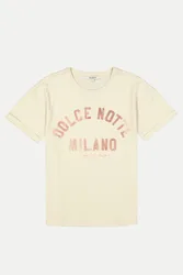 T-Shirt mit Schriftzug Beige M