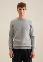 Rundhals Pullover , Uni Grau XL