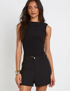 Womens Tall Tailored Mini Shorts - Black - Size 18 Uk - Boohoo - FashionsVida