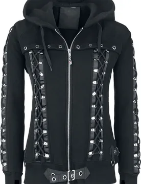 Kapuzenjacke - Corset Hoodie - S bis XXL - für Damen - Größe L - schwarz - Frauen - female - Banned Alternative - FashionsVida