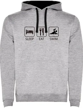 Sleep Eat And Swim Two-colour Hoodie Heather Grey / Black 2XL Men - Kruskis - FashionsVida