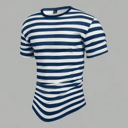 Camiseta casual de cuello redondo de manga corta con estampado de rayas para hombres S