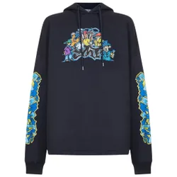 Mens Graff Pupp Long Skate Hoodie Outerspace - Navy Cotton - Size Large