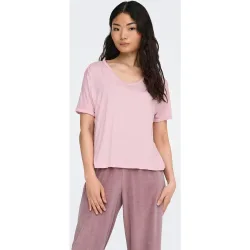 Camiseta de mujer de manga corta con cuello pico