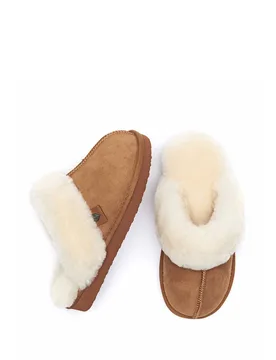 Women's 'Tiree' Sheepskin Mule Slippers in Tan Size: 4 - Tan - Size: 4 - Moshulu - FashionsVida