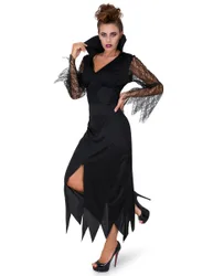 Düstere Zauberin Halloween Gothic-Kostüm für Damen schwarz - female