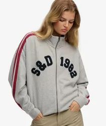 Superdry Damen Lockeres Athletic Essentials Trainingsoberteil mit Applikation Grey - Größe: 40