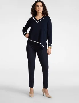 Pantalones de mujer de cady cierre con botón y cremallera - Elena Miró - FashionsVida