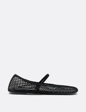 Mesh-Ballerinas mit Riemen SCHWARZ 40 - Stradivarius - FashionsVida