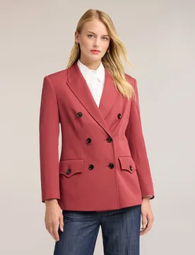 Chaqueta de mujer cruzada con botones en contraste ajuste regular longitud media - Motivi - FashionsVida