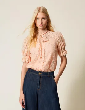 Chemise en dentelle avec naud - TWINSET - FashionsVida