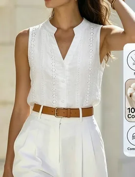 Blusa elegante bordada y calada para mujer, de verano XL - Shein - FashionsVida