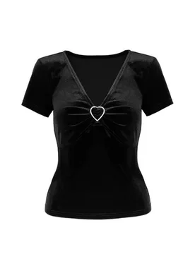 Rockabilly T-Shirt - Vendome Top - XS bis S - für Damen - Größe S - schwarz - Frauen - female - Hell Bunny - FashionsVida