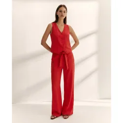 Pantalón ancho de mujer con lazada