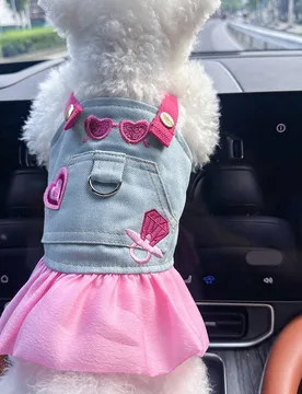 Pieza Ropa para mascotas, Ropa para perros/gatos pequeños, Vestido casual y lindo para cachorros, Falda de moda color rosa - Shein - FashionsVida