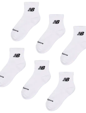 Quarter 6 Pack Unisex Socks - White - Size 8.5-10 - Cotton - White - Size: 8.5-10 - New Balance - FashionsVida