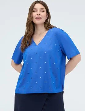 Blusa de mujer de viscosa con destellos luminosos para una sensación agradable en la piel - Fiorella Rubino - FashionsVida