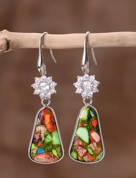 B&F Imperial Stone Zirconia Petal Earrings Handmade Natural Stone Earrings - Aliexpress - FashionsVida