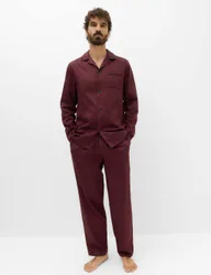 Pure Cotton Foulard Print Pyjama Set Burgundy Mix male