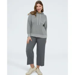 Sudadera de mujer de punto con bolsillo decorado tejido en mezcla de viscosa