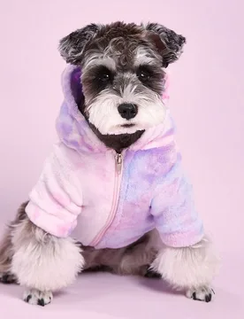 Pieza Chaqueta de mascota de felpa, patrón de teñido anudado aleatorio, color rosa-morado vivo XL - Shein - FashionsVida