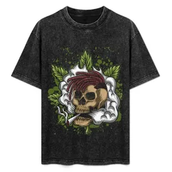 SKULL SMOKE WEED T-Shirt Urban Style Print T-Shirt
