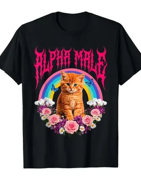 Cute Alpha Male Funny Cat Kitten Rainbow Floral T-shirt For Men Women 100% Cotton T Shirts Short Sleeve Tops 0427-1 - Aliexpress - FashionsVida