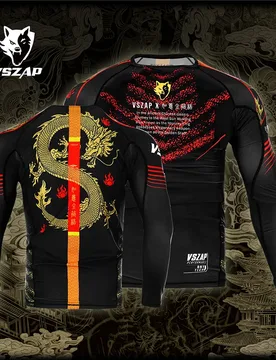 VSZAP Dragon Pattern Alphabet Jiu-Jitsu Boxing Fighting Sports Tights Running Casual Men's Yoga Top Long Sleeve - Aliexpress - FashionsVida