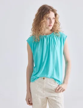 Blusa sin mangas con apertura central - Blanxart - FashionsVida