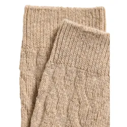 Chaussettes mi-hautes mailles torsadées en coton et laine d'Alpaga mélangés