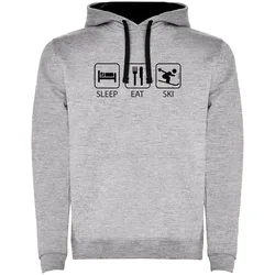 Sweat à Capuche Sleep Eat And Ski Two-colour Heather Grey / Black L
