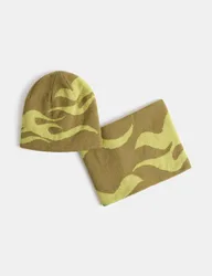 Pc Flame Hat Scarf Glove Set Green Mix male